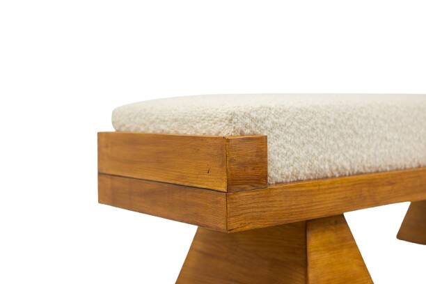 Bench in blond ash. Small-scale Italian craftsmanship. Contemporary.