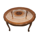Table basse en bois mérisier et cannage vintage