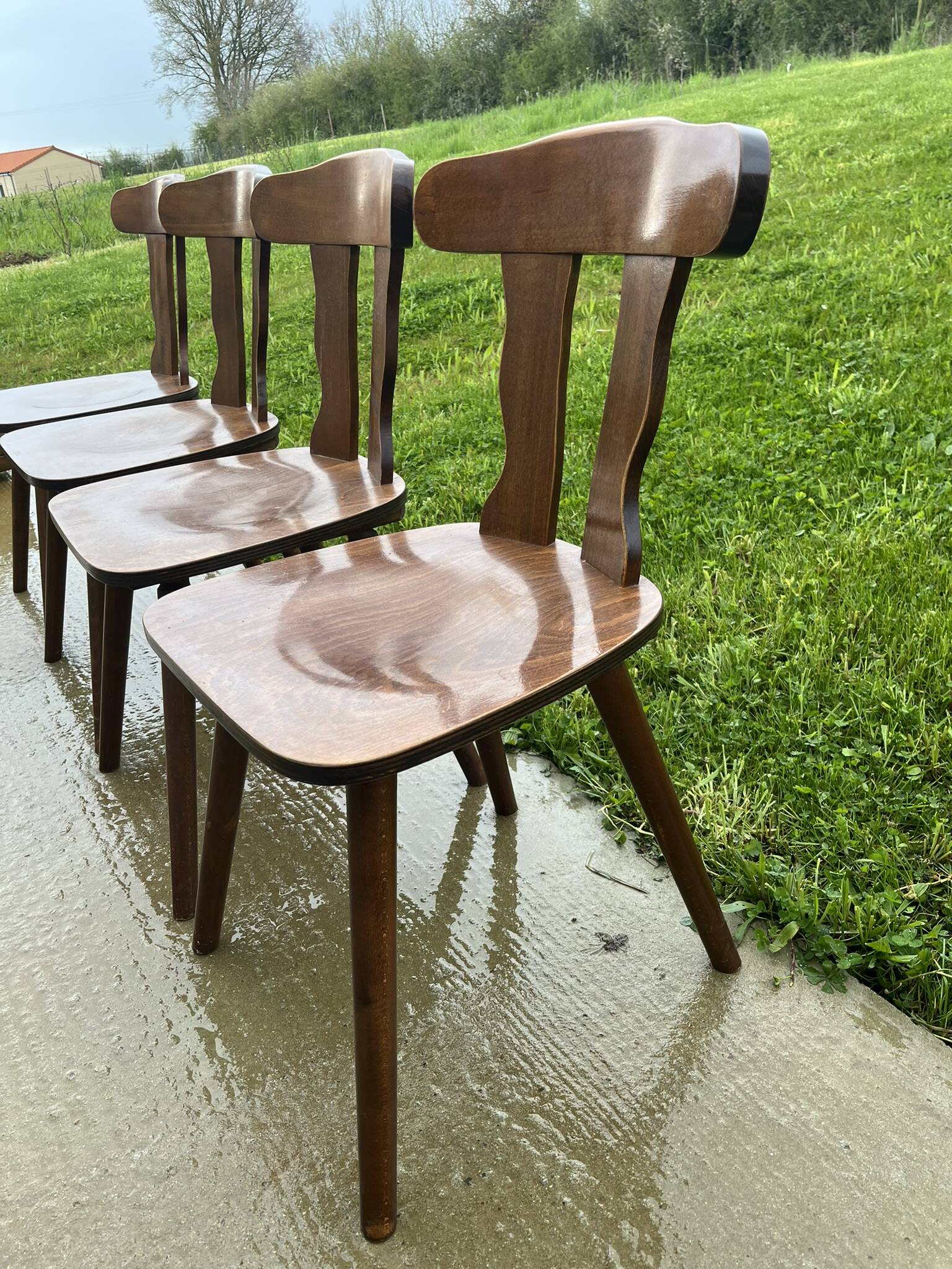 Set of 4 1960s Brutalist Style Bistro Chairs