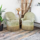 Fauteuil crapaud en velours vert pistache vintage