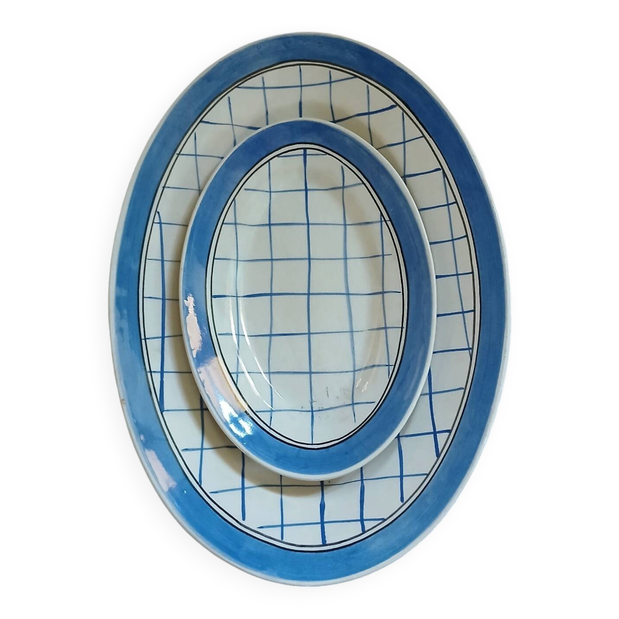 2 plats ovales anciens "Michel " de Gien 