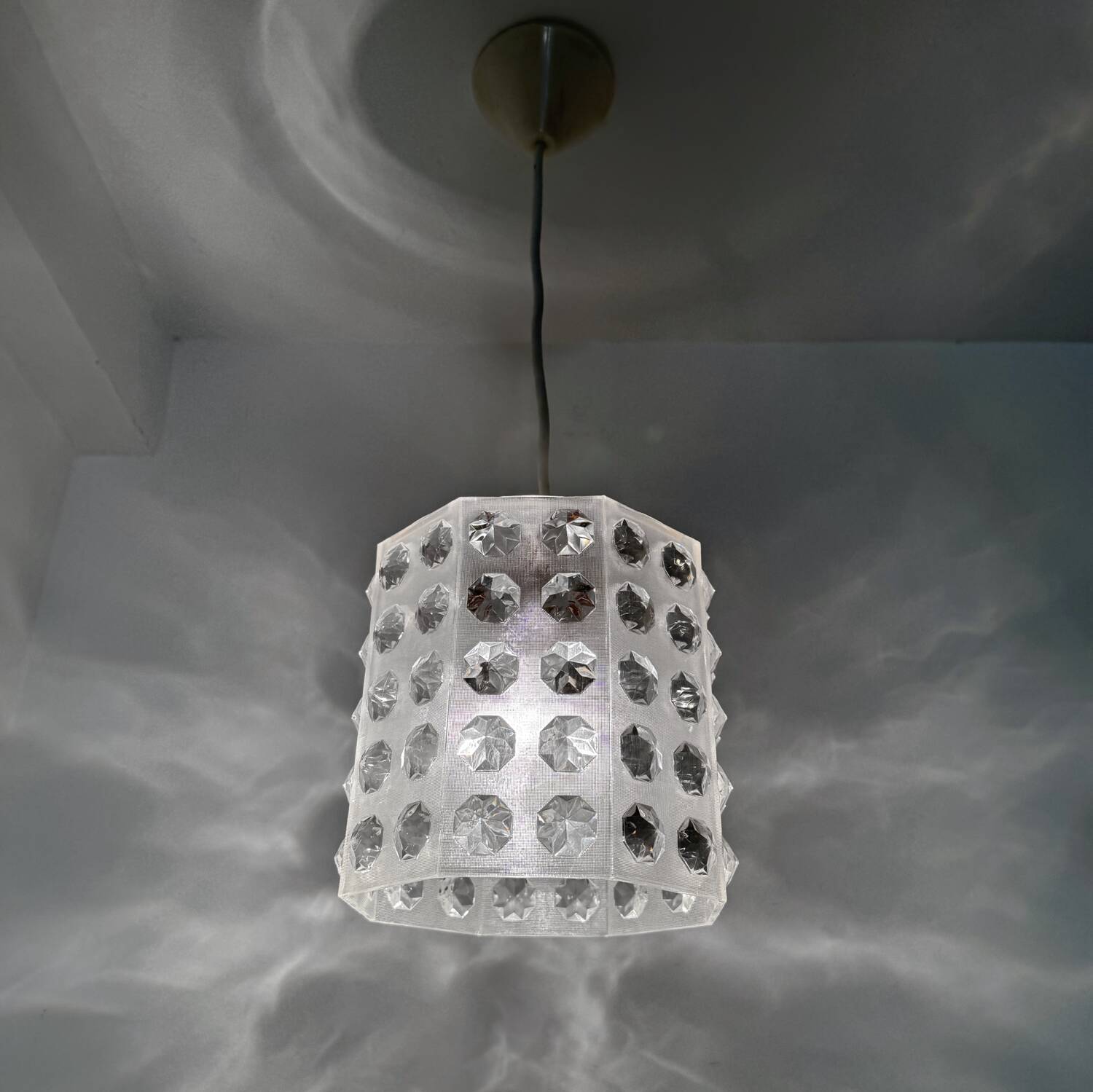 Translucent acrylic chandelier Space Age design 70s