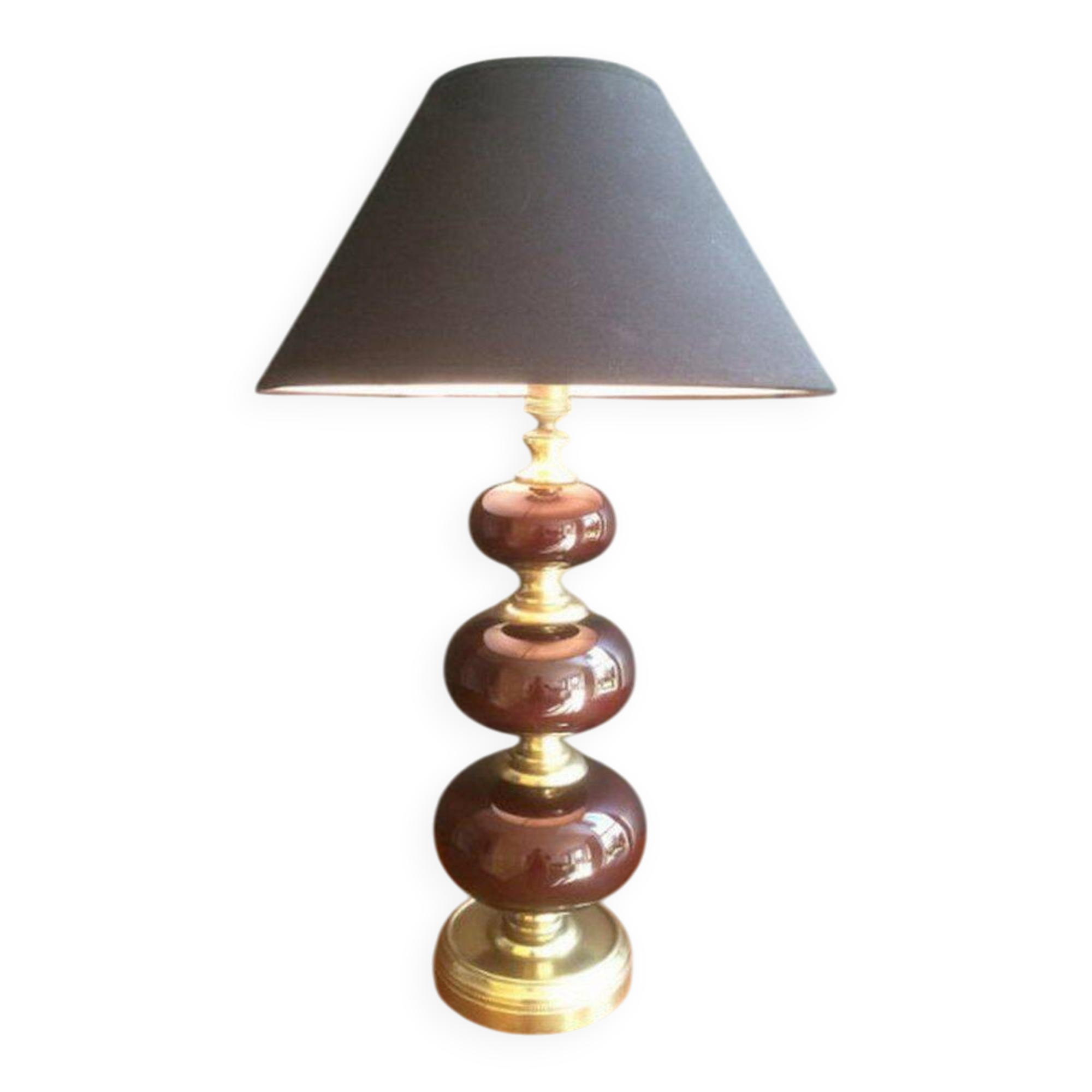 Lamp made of brass and red colored glass