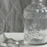 Small glass bottle with vintage round cap H22.5