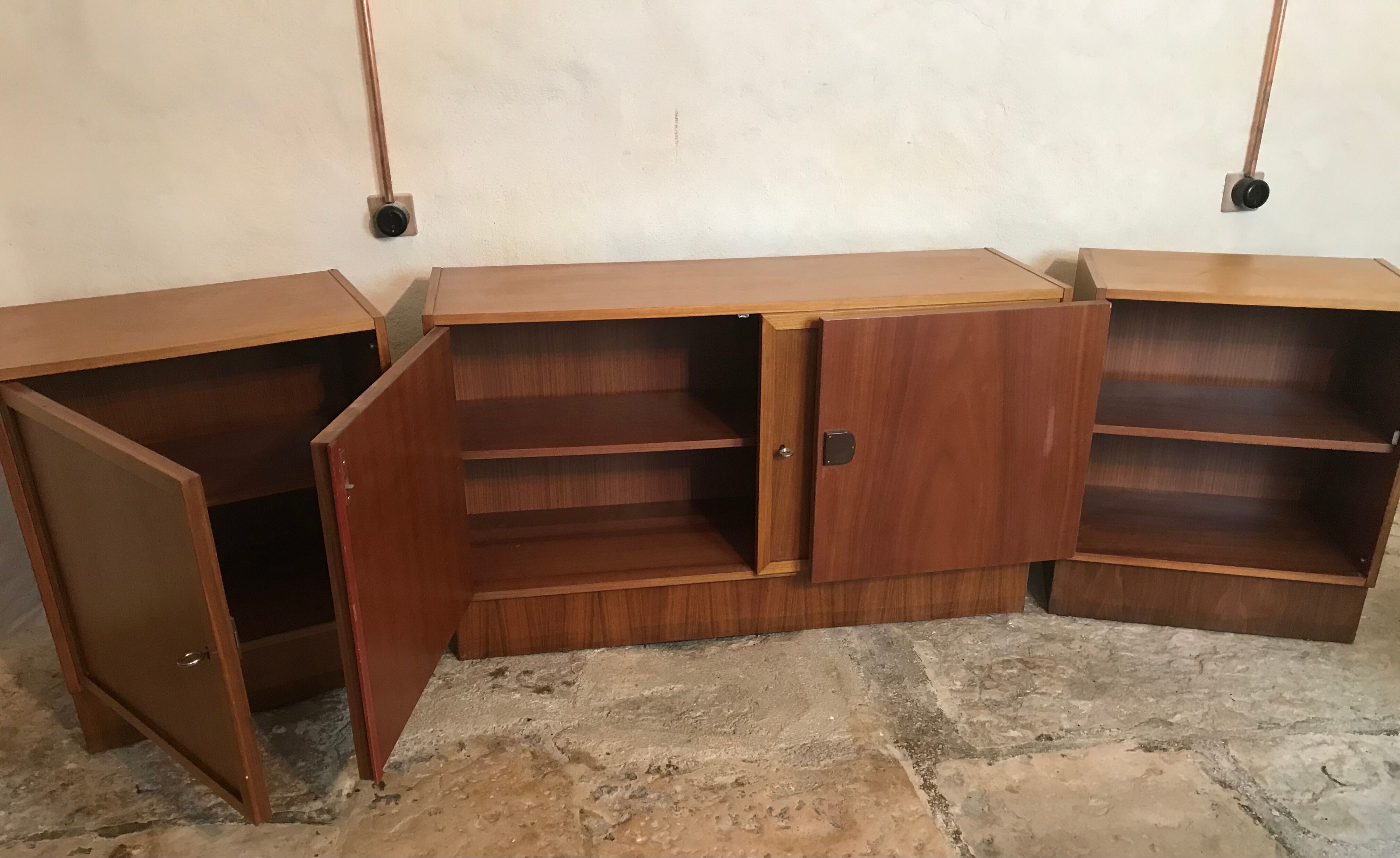 Set de trois modules enfilade style scandinave teck blond 1960