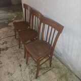 3 anciennes chaises bistrot bois année 50