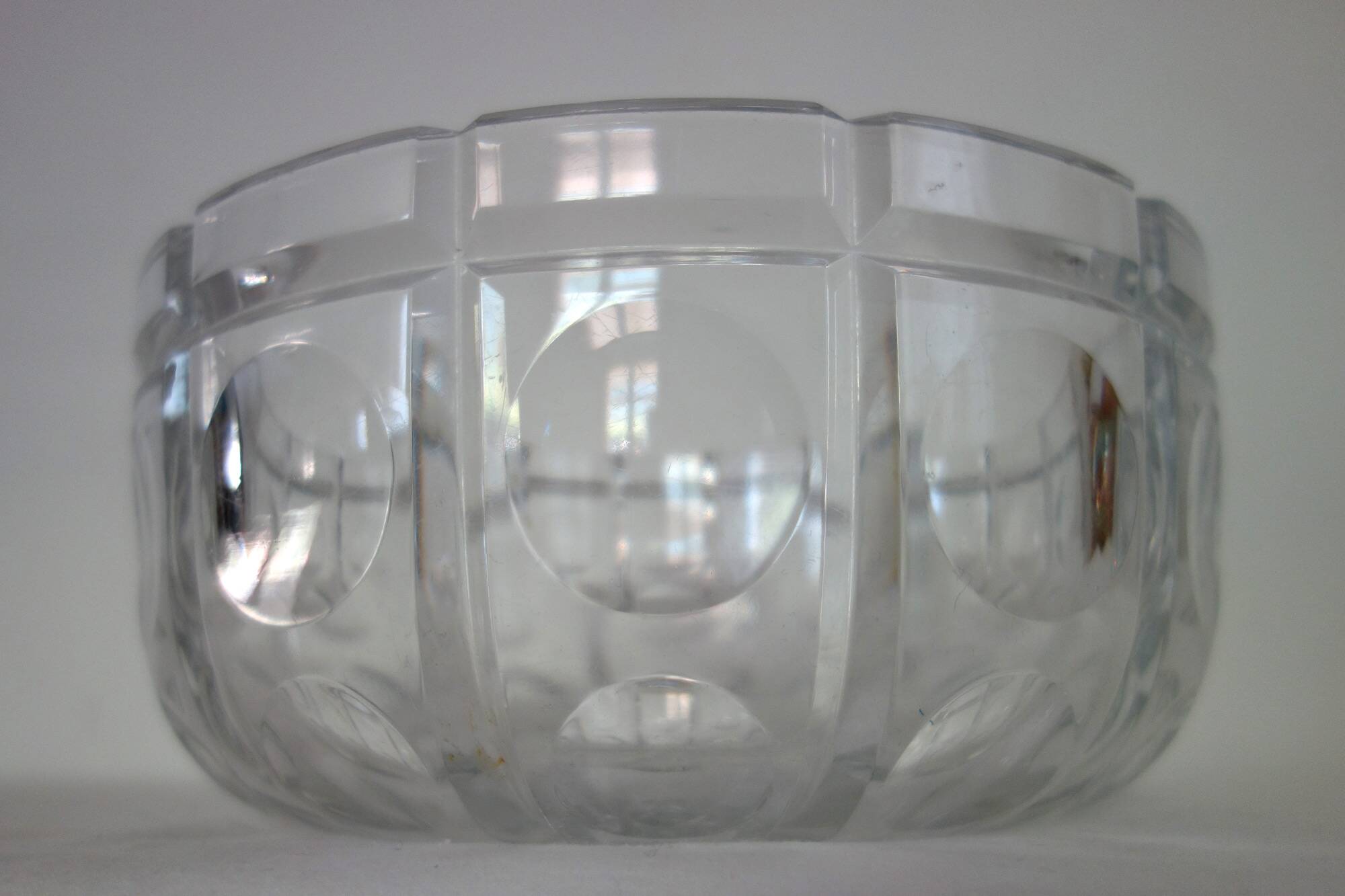 Vintage Bohemian cut crystal salad bowl and cutlery