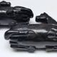 Black marble bookends with lying horses