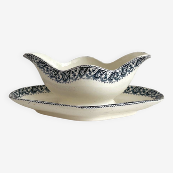 Iron earth gravy boat “Henri II” Salins earthenware