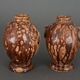 Pair of Banko Ware vases from China ceramic temple and pagoda decor