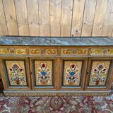 Louis Philippe style sideboard in painted wood and faux marble