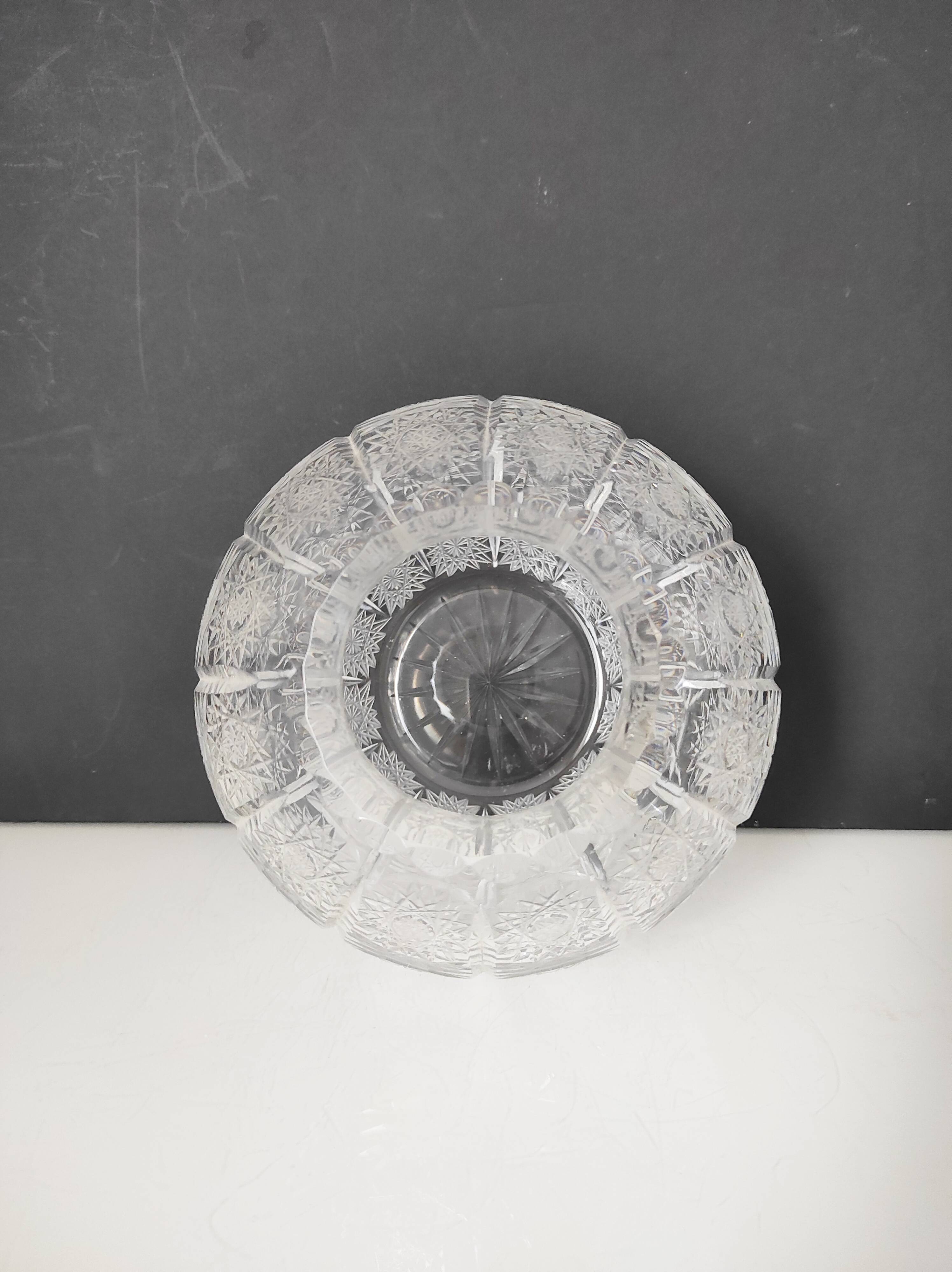 Cut crystal ball vase