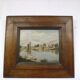 Oil on canvas signed Louis Galichon Riverbank landscape