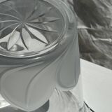 Glass ice or champagne bucket with stylized petal patterns