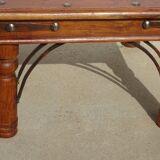 Wooden and wrought iron coffee table