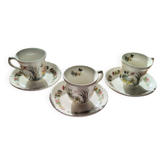 3 adams porcelain coffee cups and saucers