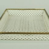 Vintage tray, perforated metal and brass, attr. to mathieu matégot 50s