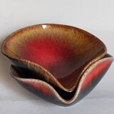 Four bowls free-form cups with French metal enamel