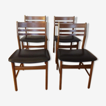 Set of 4 scandinavian teak dining chairs, 60s