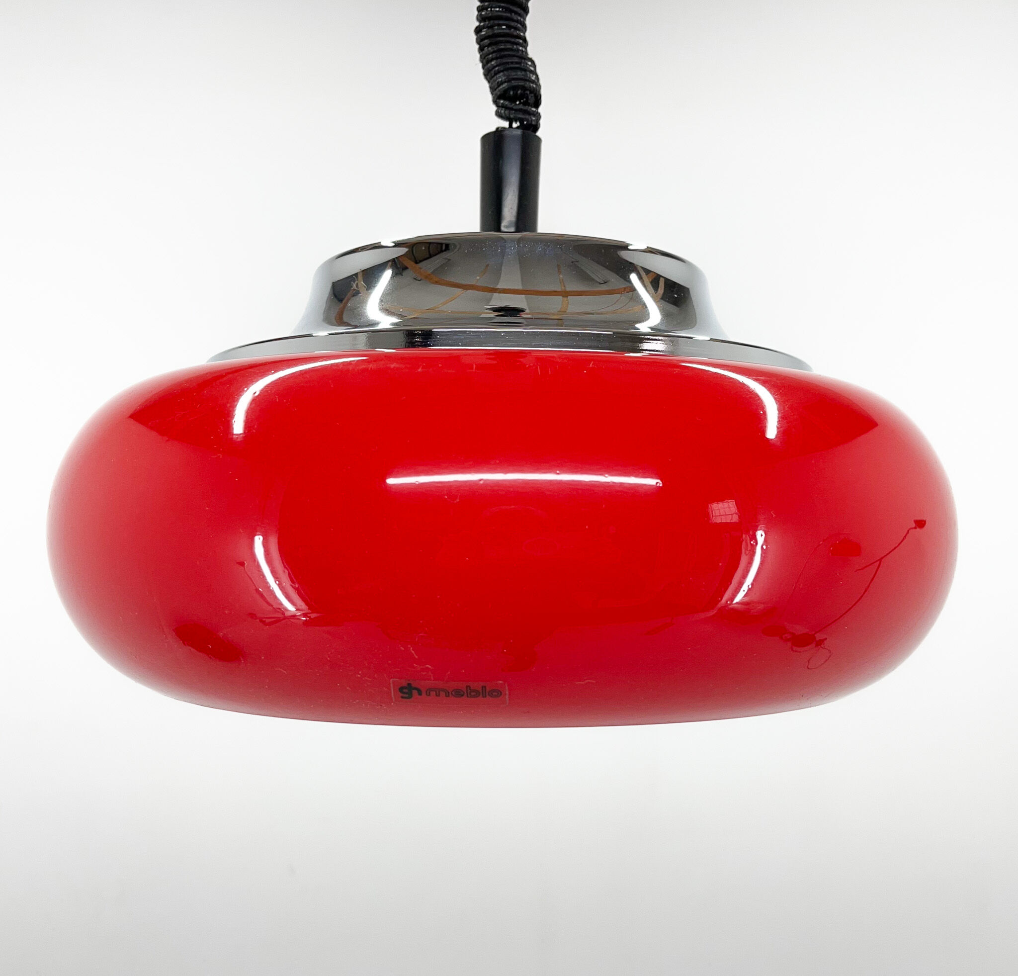 Mid century red pendant by Harvey Guzzini for Meblo, Italy