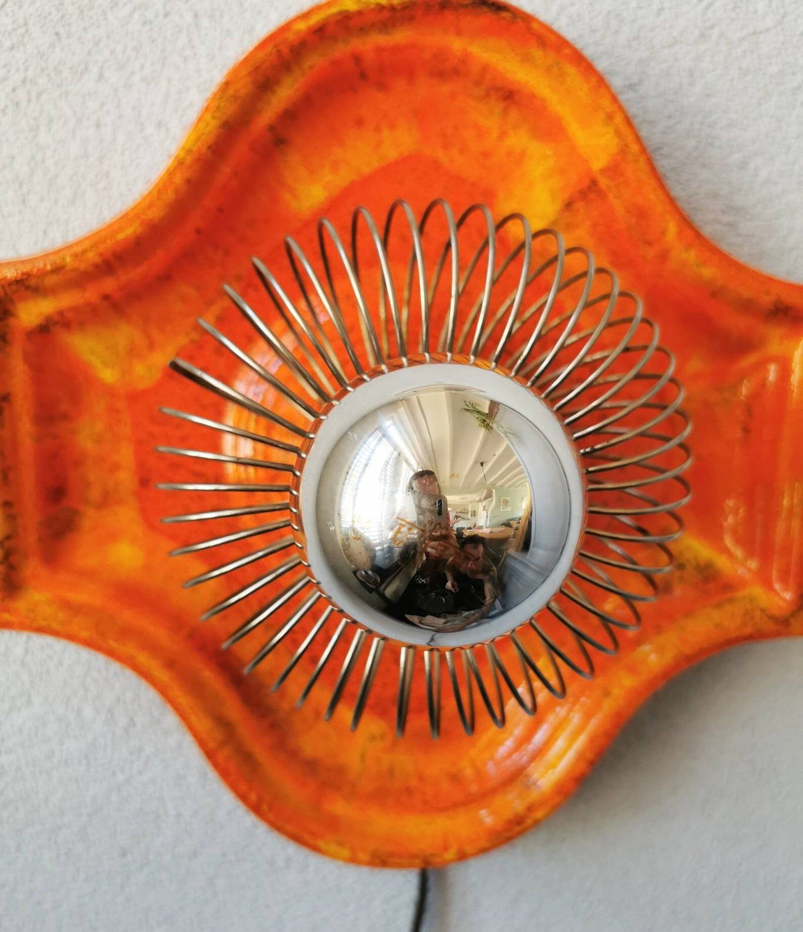 Vintage ceramic orange grease lava apply 70s