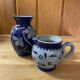 Lot deux petits vases gres d'alsace betschdorf schmitter décor floral