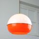 Space Age Italian Orange Plexiglass and Brass Pendant Lamp, 1970s