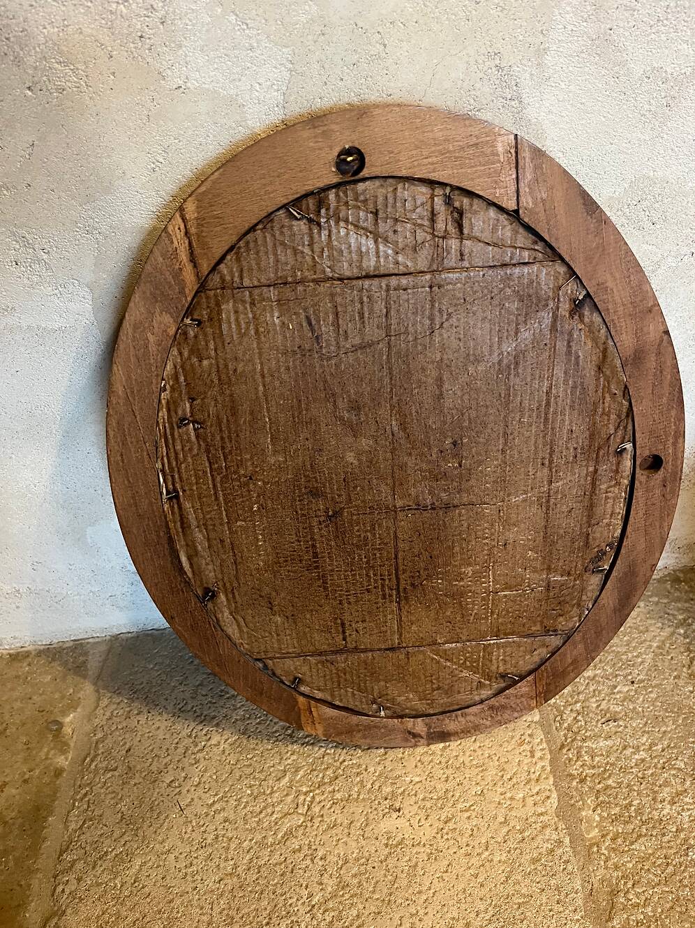 Antique oval walnut mirror