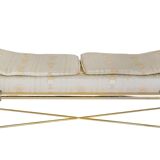 Bench in gilded brass and Empire-style fabric