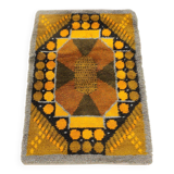 Mid-Century Modern Swedish Rya Rug in Grey, Orange, and Brown, 1960s