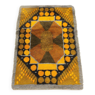 Mid-Century Modern Swedish Rya Rug in Grey, Orange, and Brown, 1960s
