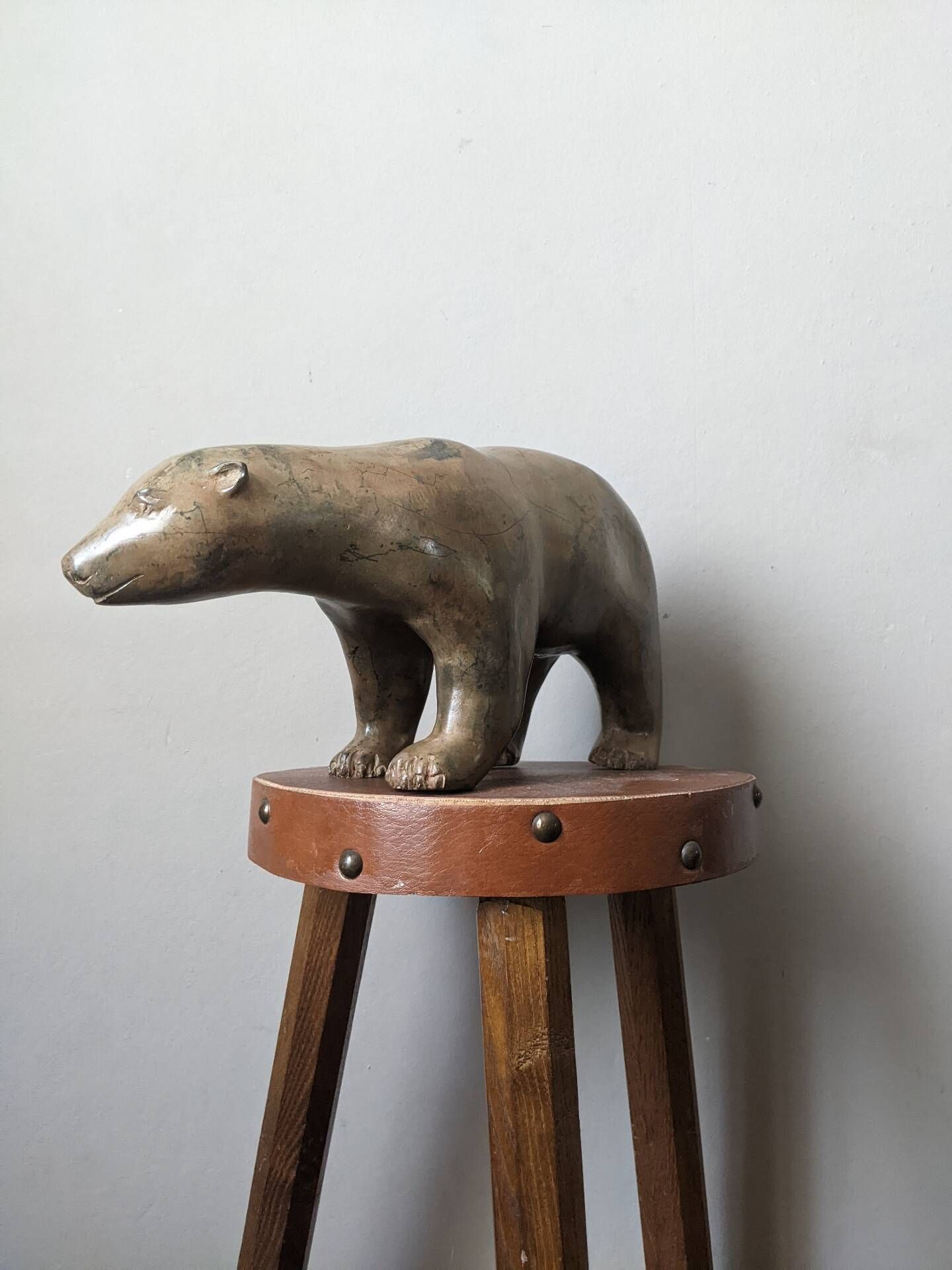 Bronze animal sculpture of a polar bear by Pierre Chenet.