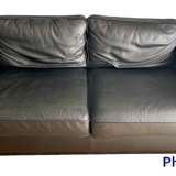 Canape' 3 place in black grained leather