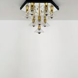 Lustre encastré en verre bicolore des années 1980 par F. Fabbian