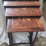 4 pull-out tables, marquetry trays