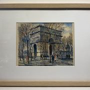 Old painting, watercolor of the signed triumphal arch, XX century