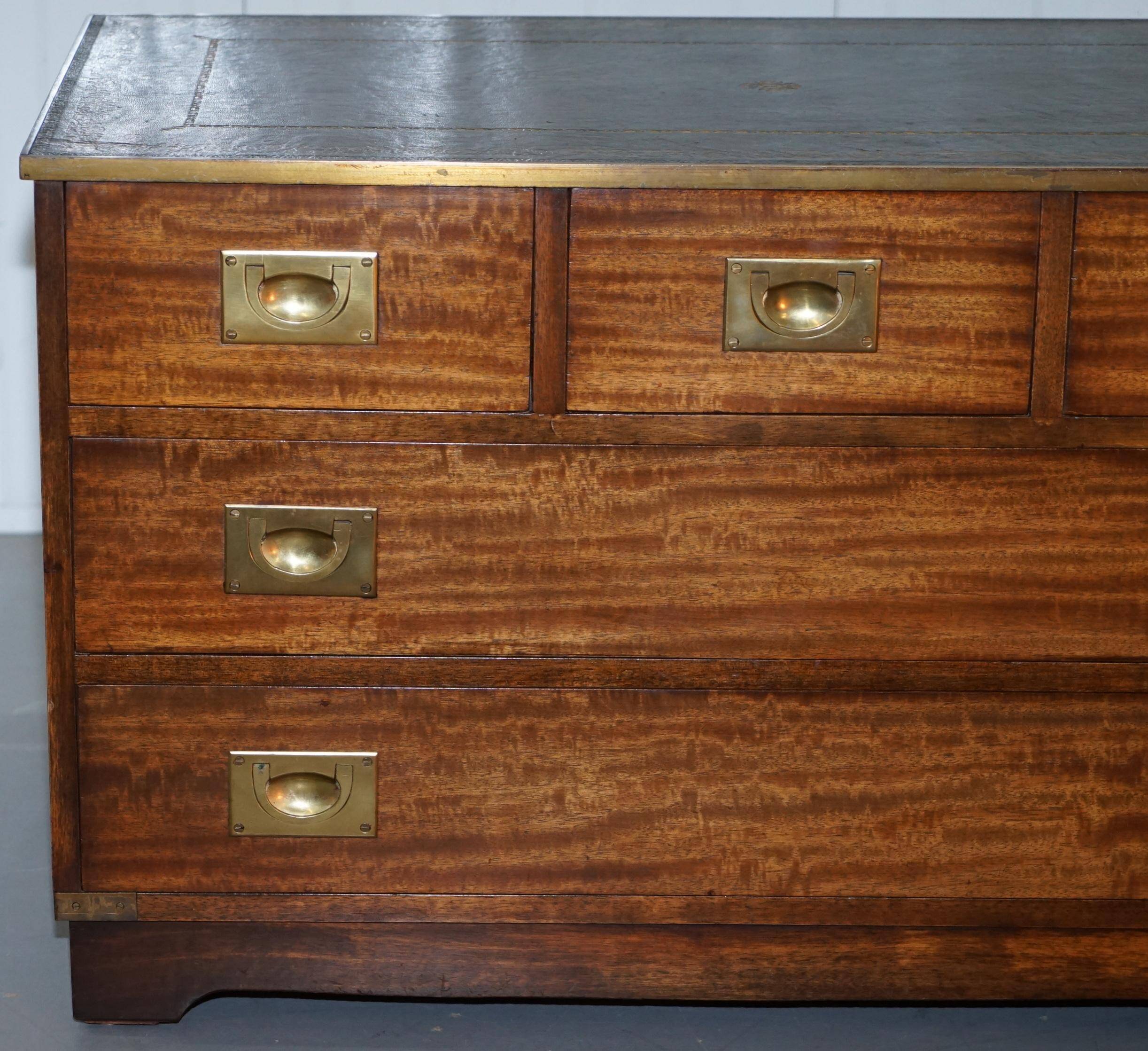 Reprodux Bevan Funnell chest of drawers with a leather top
