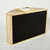 Pair of travertine brass cabinets by Alfredo Freda 1975