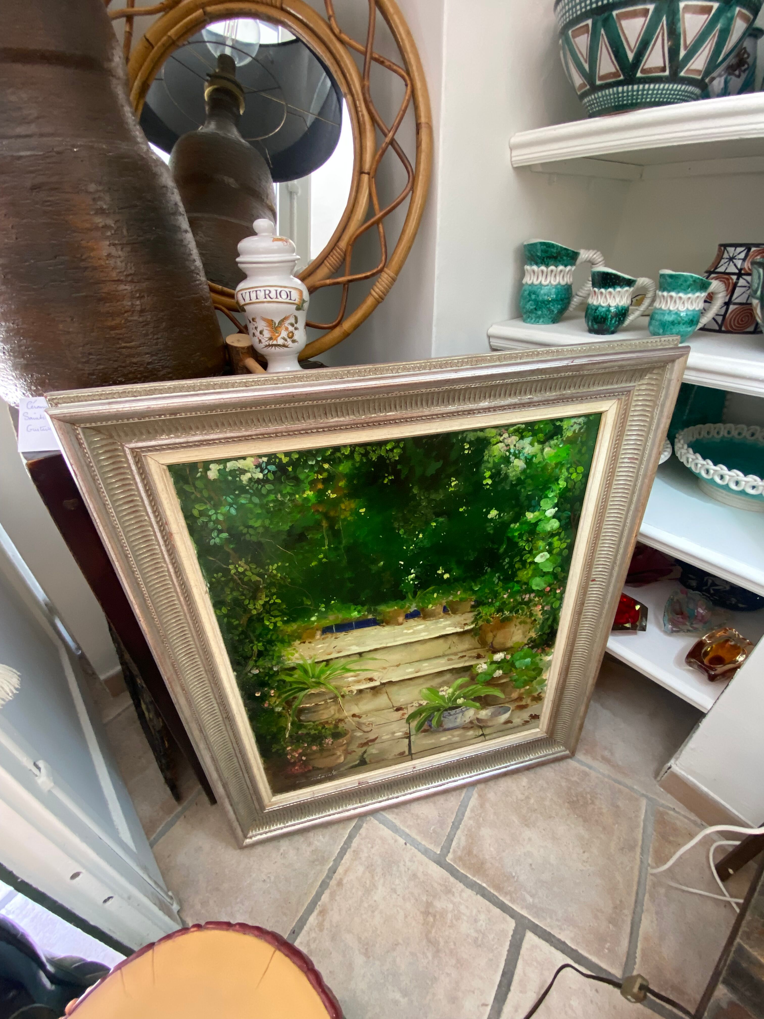 Peinture "vue de jardin" contemporain