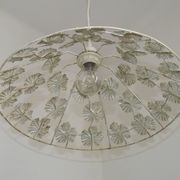 Vintage French Cream and Gold Metal Ceiling Light with Autumn Leaves 5520