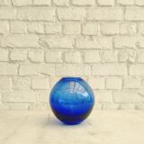 Vintage cobalt blue glass round vase