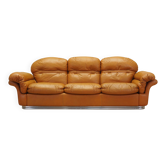 Orange leather sofa, Space Age design, 1960s, production: Italy
