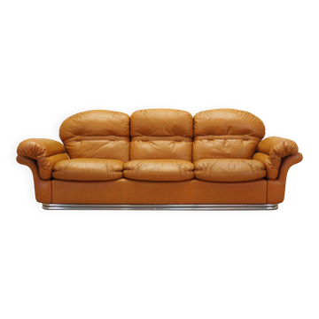 Canapé en cuir orange, design Space Age, années 1960, production : Italie