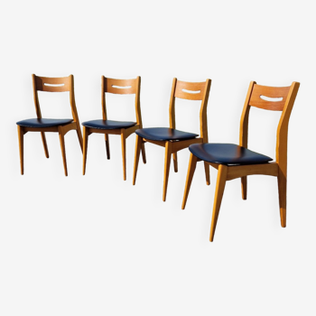 Lot de 4 chaises vintage style scandinave des années 60