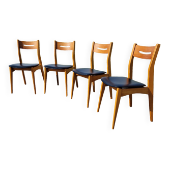 Lot de 4 chaises vintage style scandinave des années 60