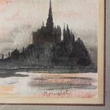 Very pretty signed watercolor of Mont Saint Michel