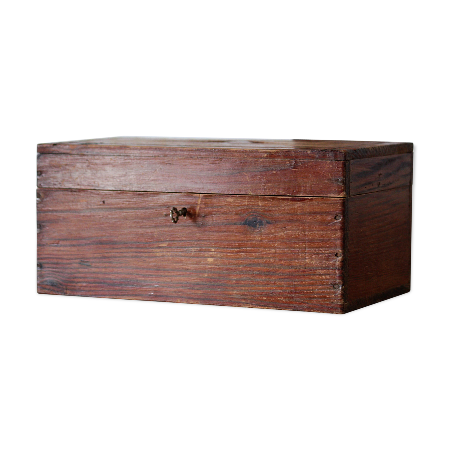 Carved wooden box with lock