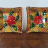 Lot de 3 plats verre décor or