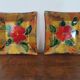 Lot de 3 plats verre décor or