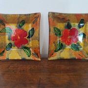 Set of 3 glass dishes with gold decor